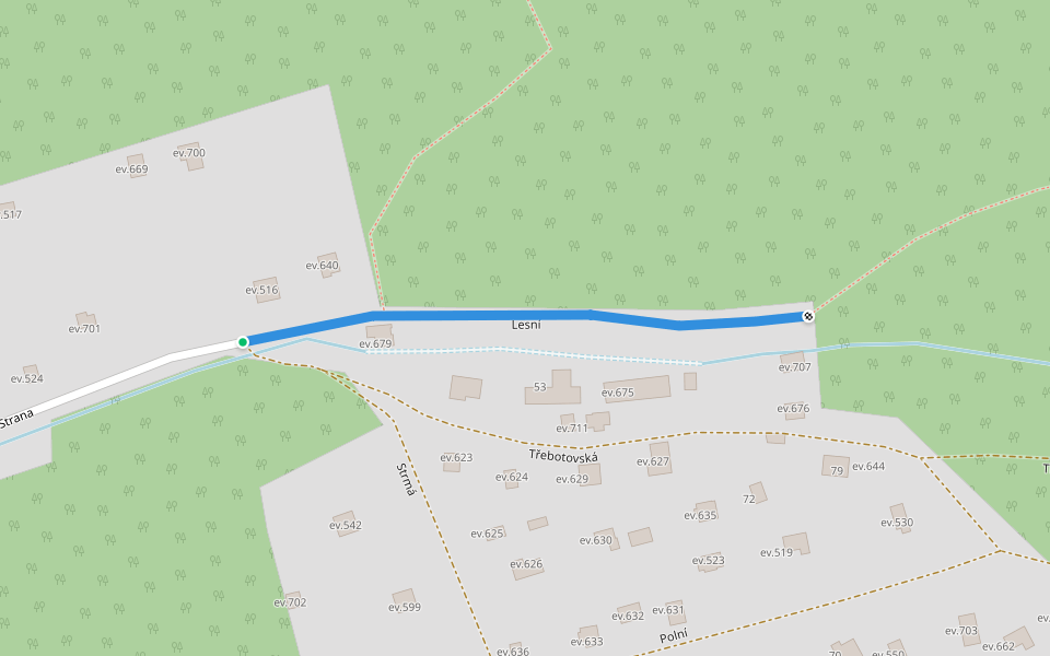 Lesní walking route map in Třebotov
