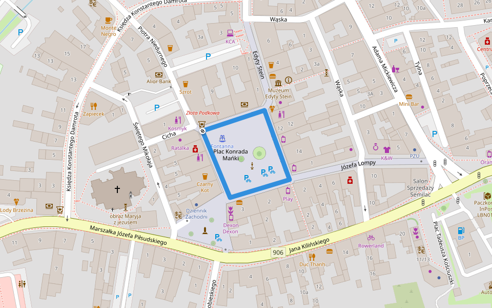 Plac Konrada Mańki walking route map in Lubliniec