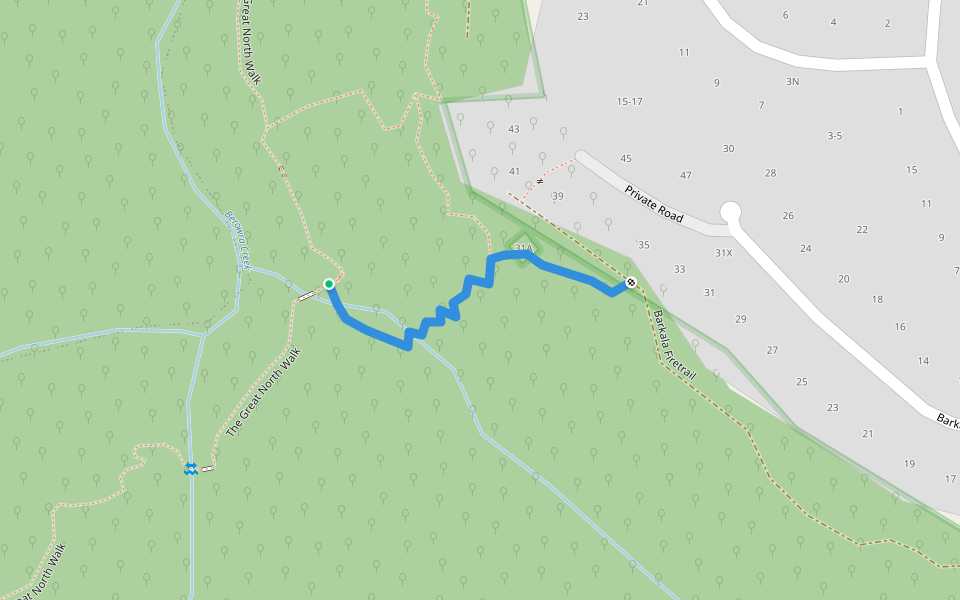Rough Very Steep Track walking route map in Westleigh