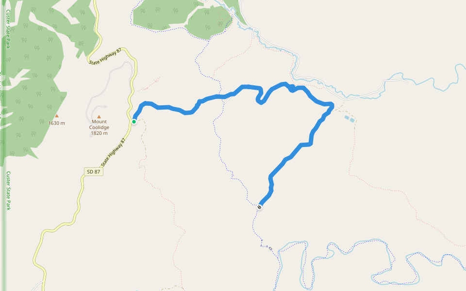 Heddy Draw Horse Trail walking route map in Custer