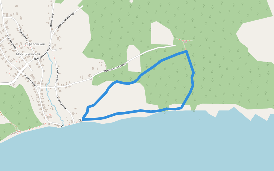 Тропа муравейников walking route map in Anfalovskaya