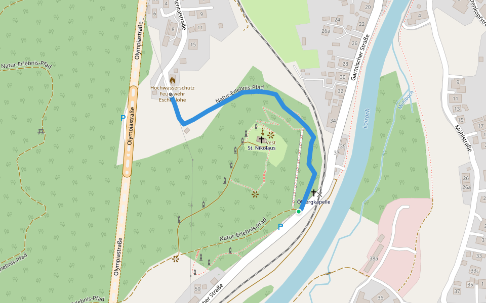 Natur-Erlebnis-Pfad walking route map in Eschenlohe
