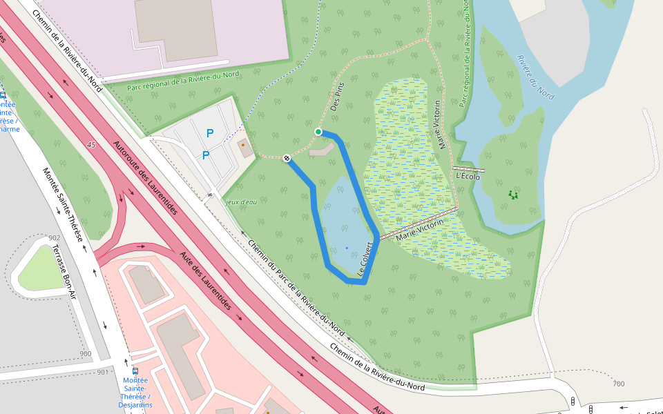 Le Colvert walking route map in Saint-Jérôme