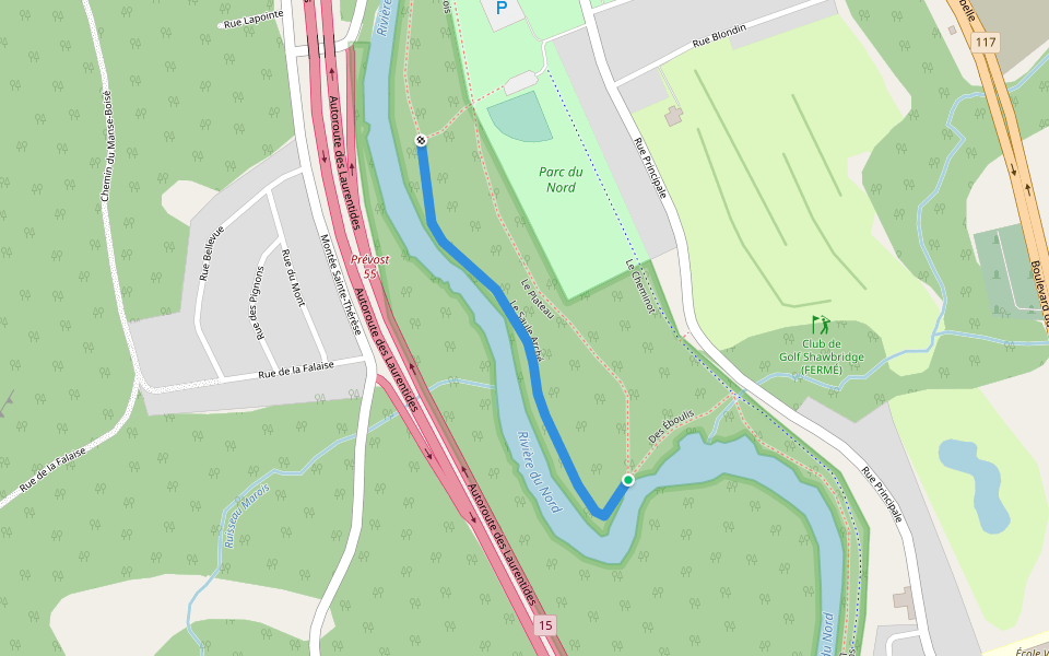 Le Saule Arché walking route map in Prévost