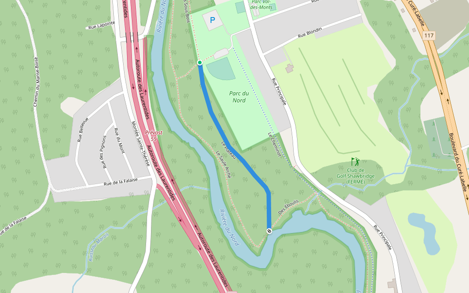 Le Plateau walking route map in Prévost
