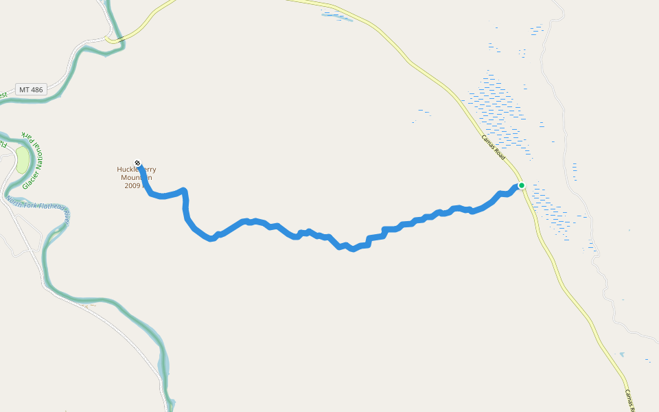 Huckleberry Lookout walking route map in Columbia Falls