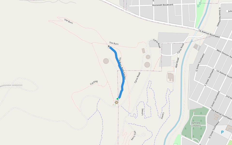 Rock Garden walking route map in Ephrata