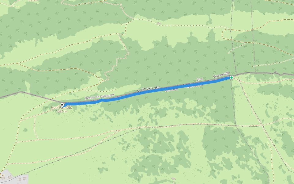 Sentier de la crête walking route map in Crémines