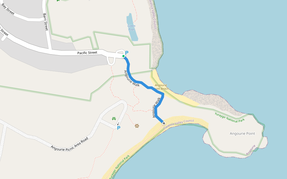 Angourie Walk walking route map in Angourie