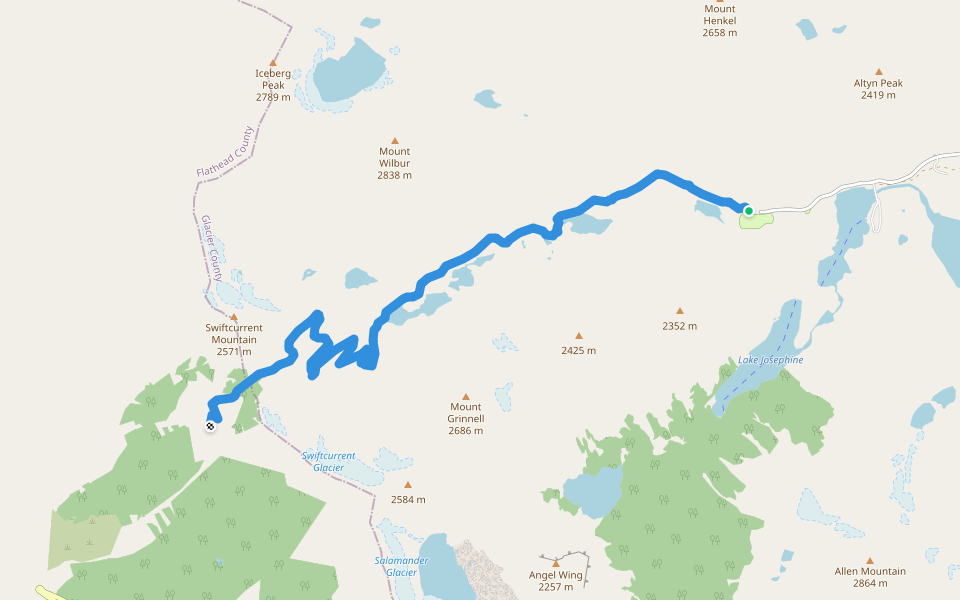 Swiftcurrent Pass Trail Hiking Browning, Montana Pacer