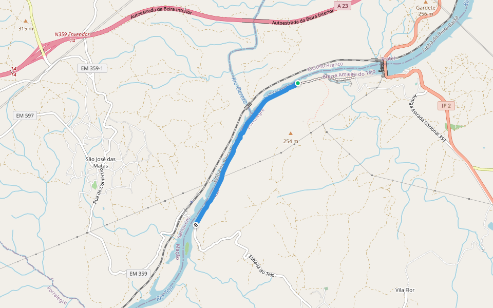 Trilho do Muro de Sirga walking route map in Amieira do Tejo
