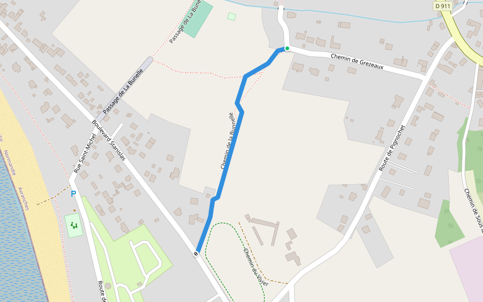 Chemin de la Bunnelle walking route map in Saint-Jean-le-Thomas