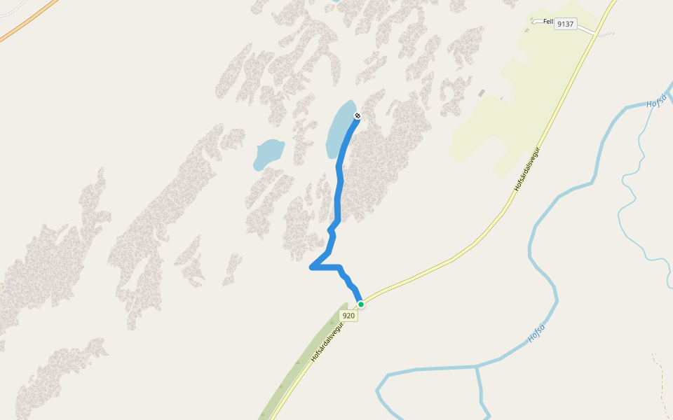 Trail Deildarfell- Gröf walking route map in Hof