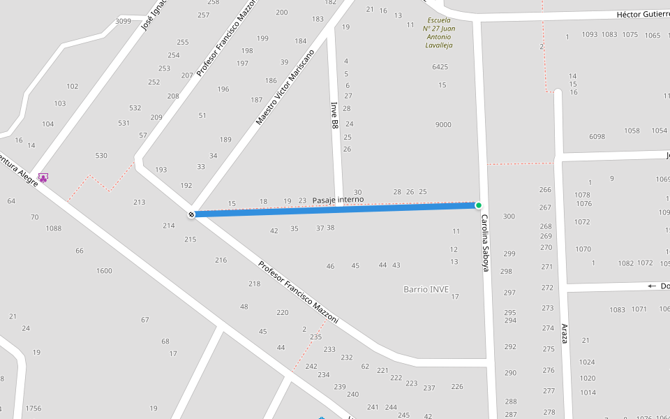 Pasaje interno walking route map in Maldonado