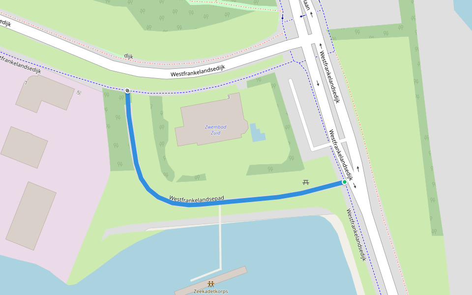 Westfrankelandsepad walking route map in Schiedam