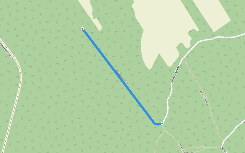 Overgrown road walking route map in Norrvik