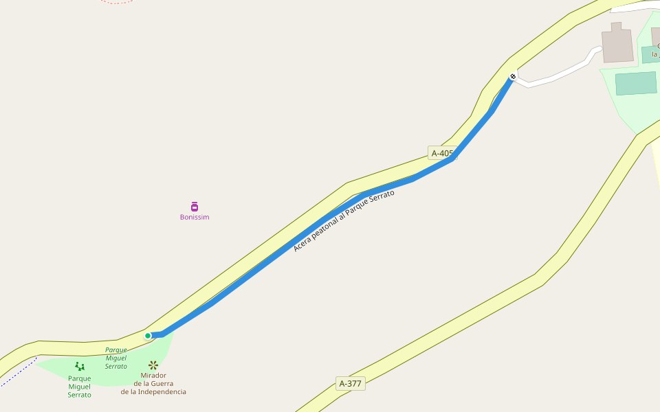 Acera peatonal al Parque Serrato walking route map in Gaucín