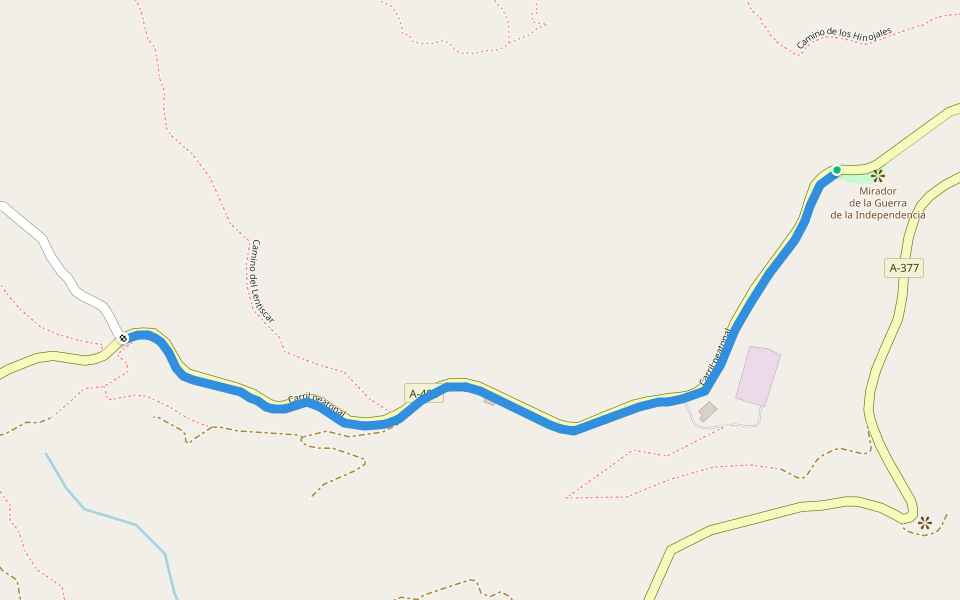 Carril peatonal walking route map in Benarrabá