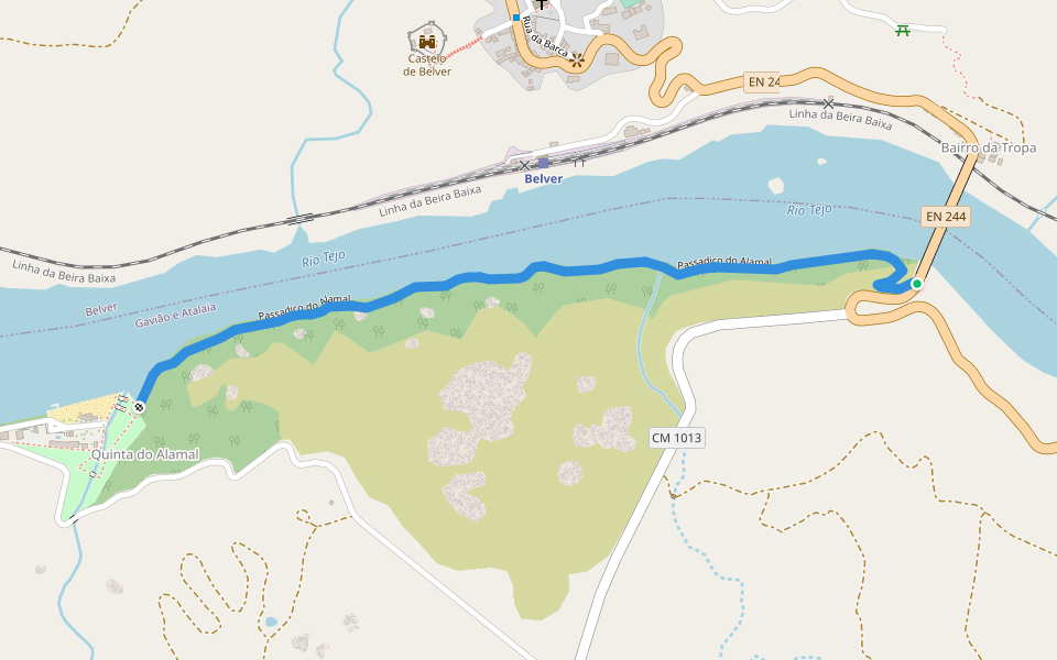 Passadiço do Alamal walking route map in Reguengo
