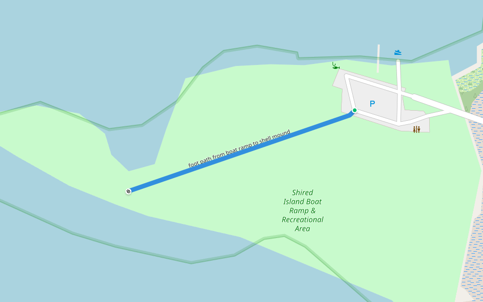 foot path from boat ramp to shell mound walking route map in Old Town