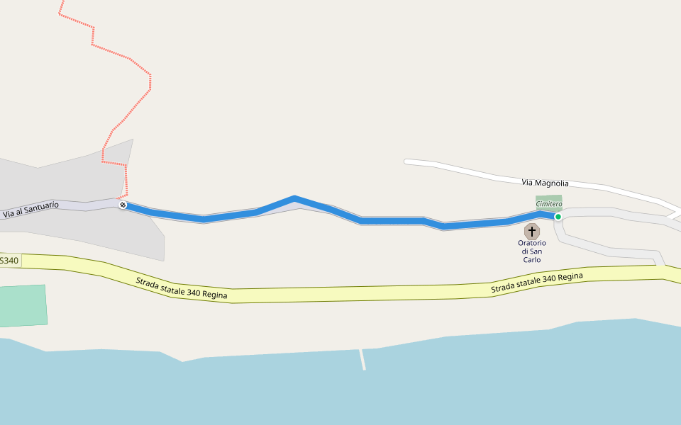 Via al Santuario walking route map in San Mamete