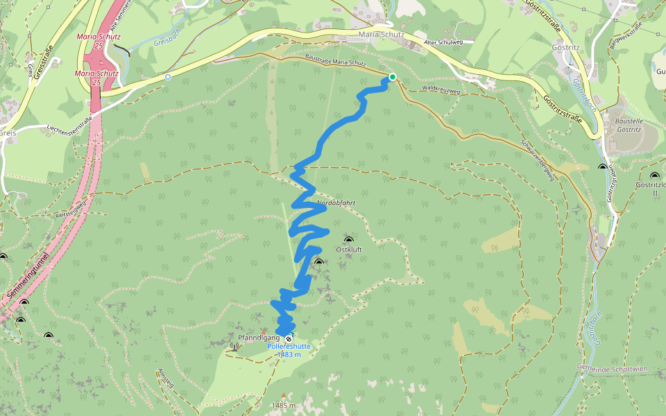 Gebirgsjägersteig walking route map in Göstritz