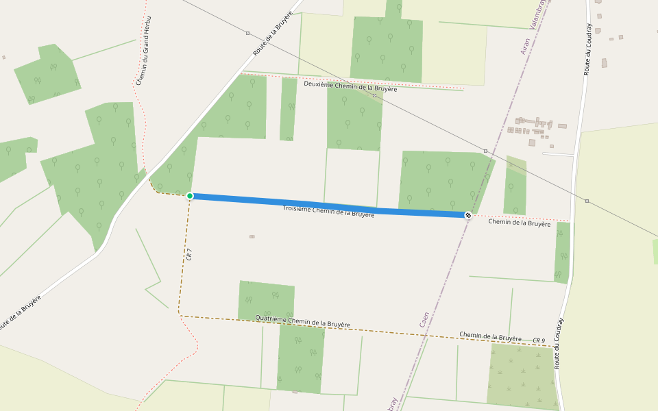 Troisième Chemin de la Bruyère walking route map in Valambray