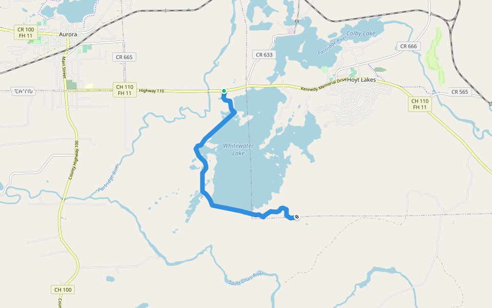 Vehicular Trail walking route map in Hoyt Lakes