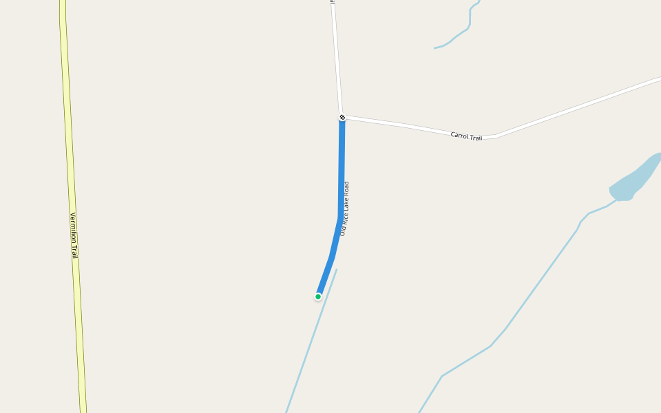 Old Rice Lake Road walking route map in Duluth