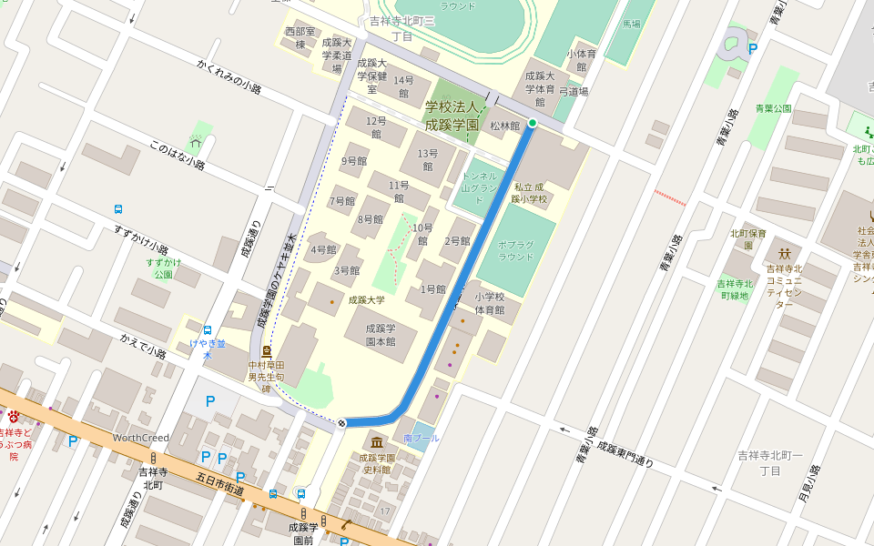 桜並木 walking route map in Musashino