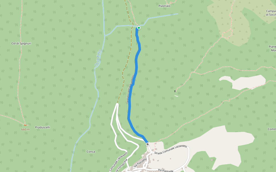 Sentiero dell'acquedotto walking route map in Vico Pancellorum