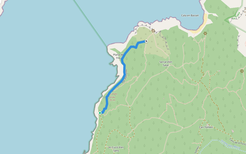 Pas d'en Grau walking route map in Sant Elm