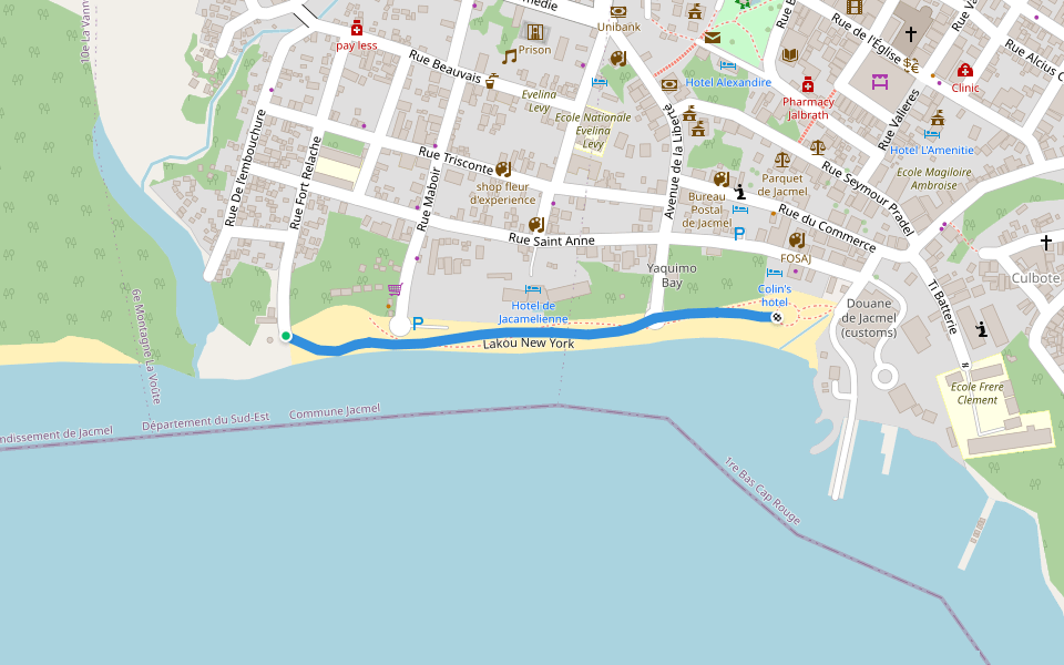 Lakou New York walking route map in Jacmel