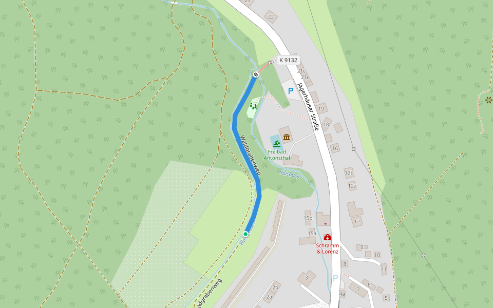 Waldgrabenweg walking route map in Breitenbrunn/Erzgebirge