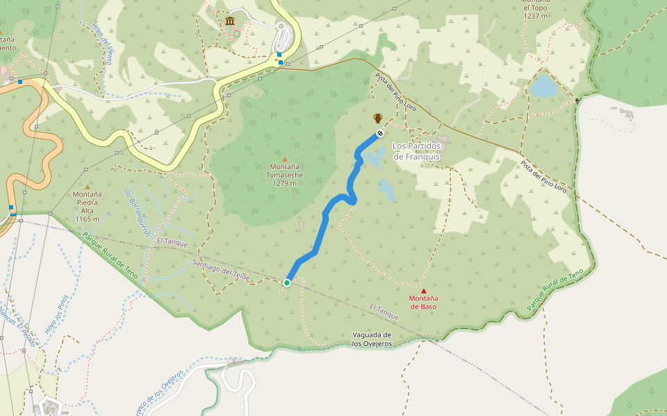 Camino de la Cañada los Ovejeros walking route map in Santiago del Teide