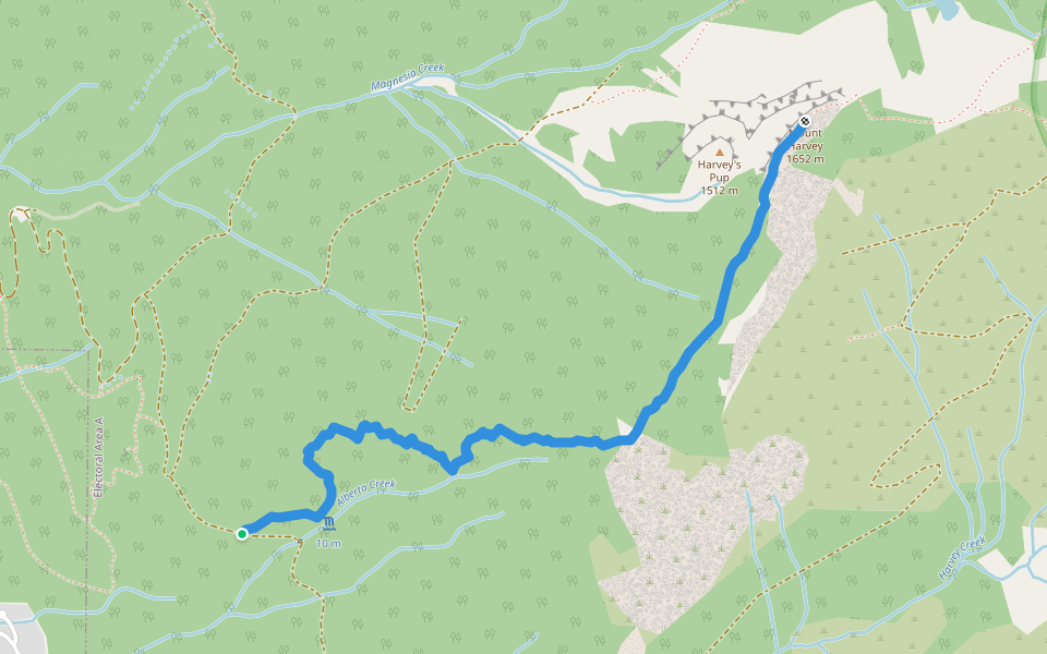 Mount Harvey Trail walking route map in Lions Bay