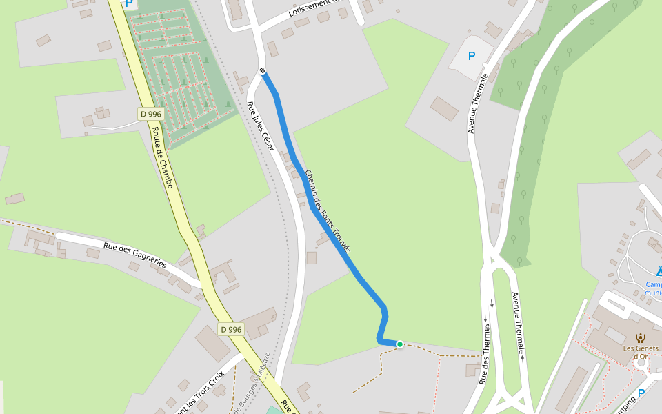 Chemin des Fonts Trouvés walking route map in Évaux-les-Bains