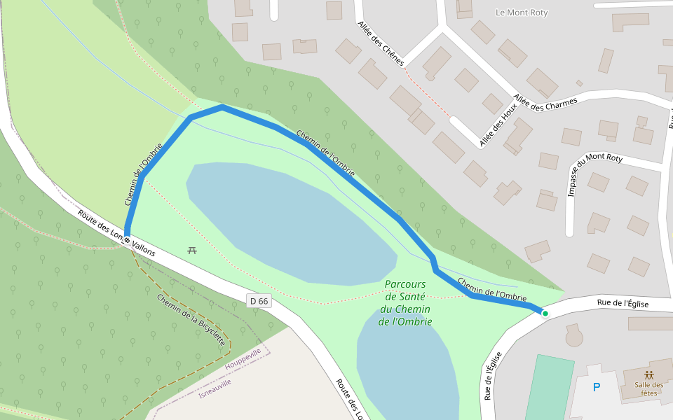 Chemin de l'Ombrie walking route map in Isneauville