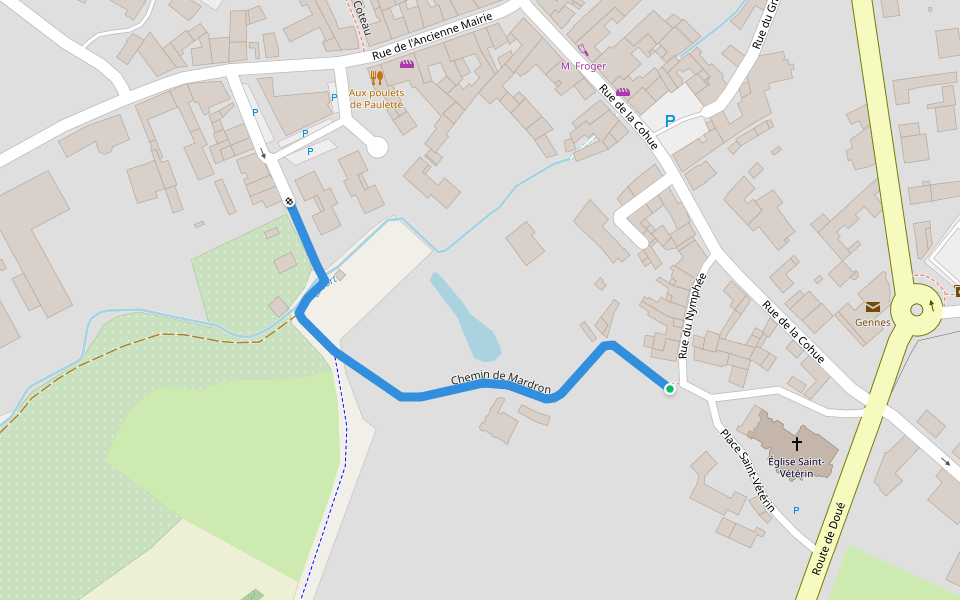 Chemin de Mardron walking route map in Gennes-Val-de-Loire