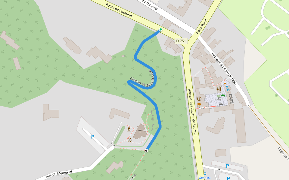 Chemin de Saint-Eusèbe walking route map in Gennes-Val-de-Loire