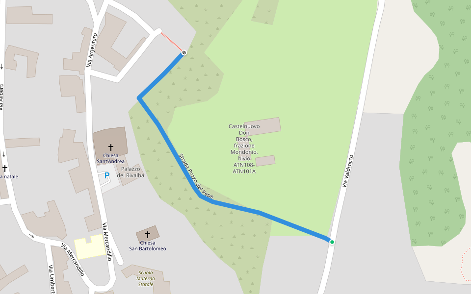 Strada Pozzo del Pepe walking route map in Castelnuovo Don Bosco