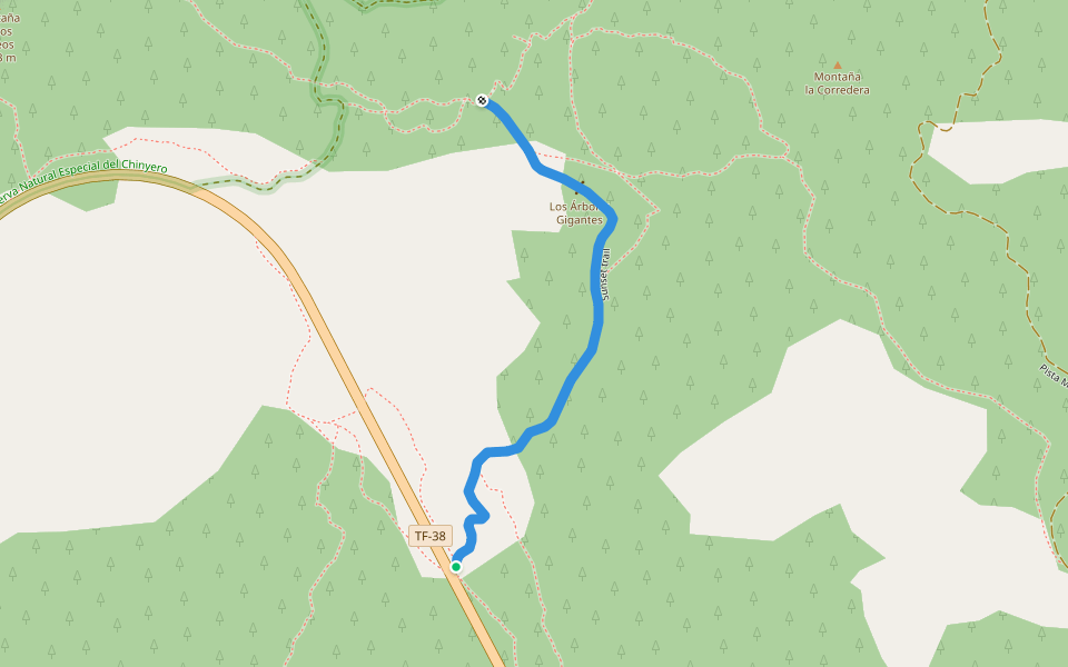 Sunset trail walking route map in Santiago del Teide