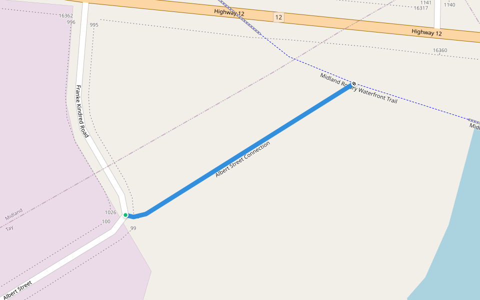 Albert Street Connection walking route map in Midland