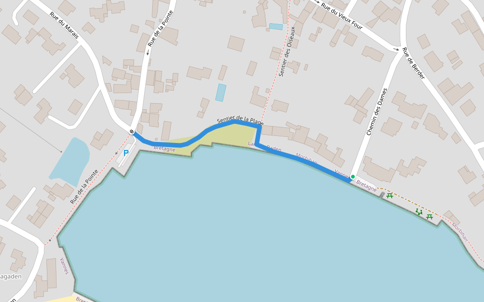 Sentier de la Plage walking route map in Larmor-Baden