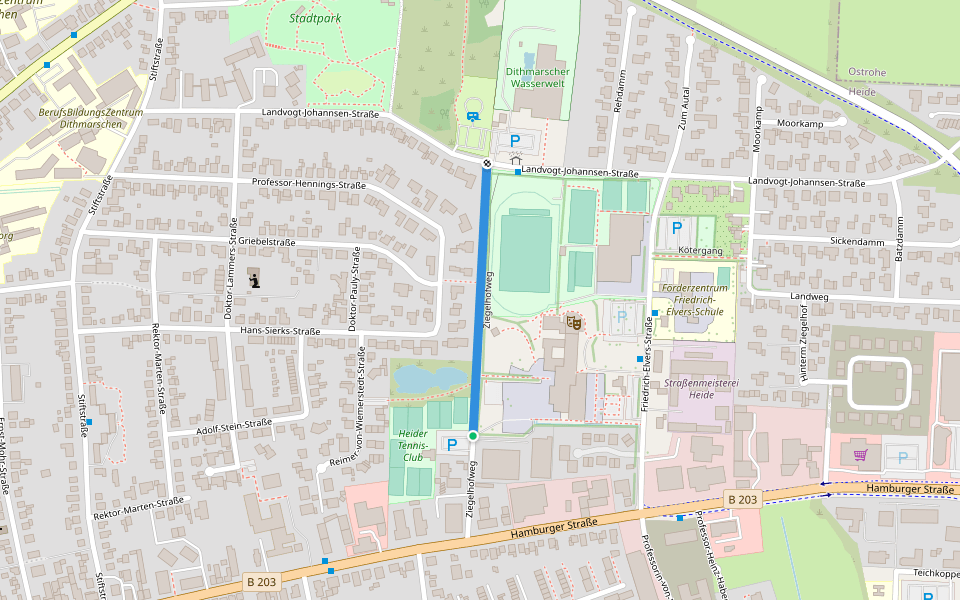 Ziegelhofweg walking route map in Heide