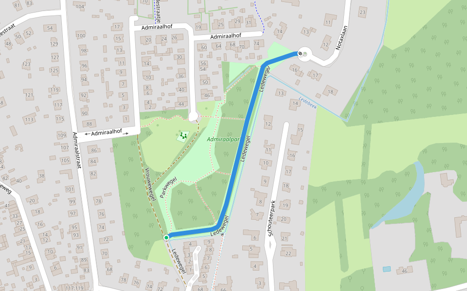Ledewegel walking route map in Destelbergen