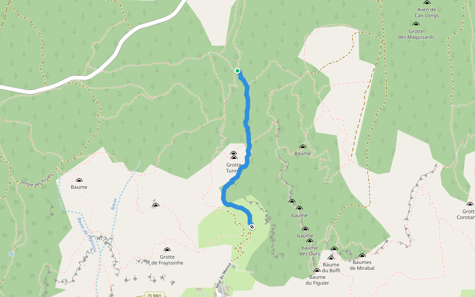Sentier du Ravin - du Monna walking route map in Millau
