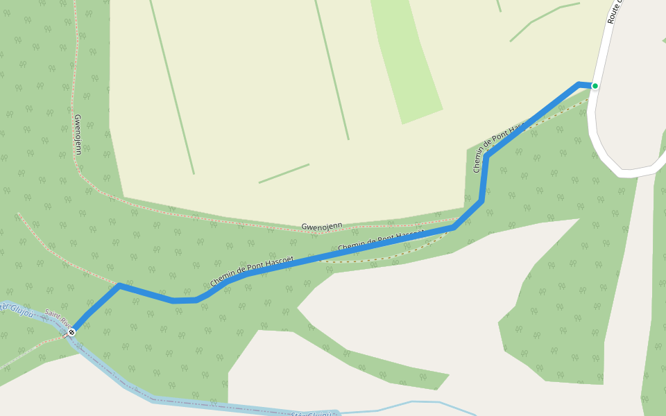 Chemin de Pont Hascoët walking route map in Saint-Rivoal