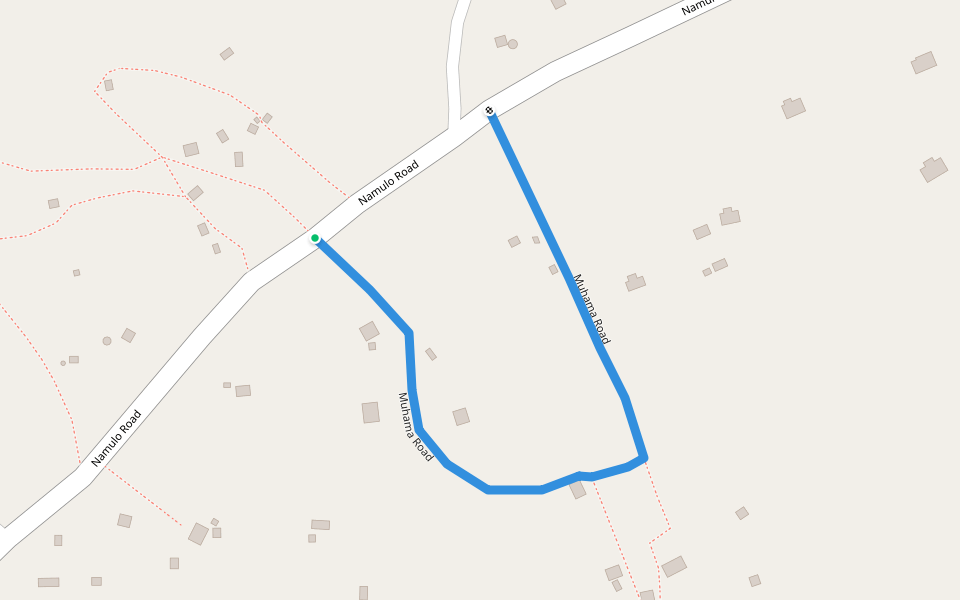 Muhama Road walking route map in Kangalaba