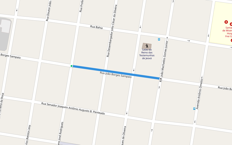 Rua João Borges Sampaio walking route map in Limeira